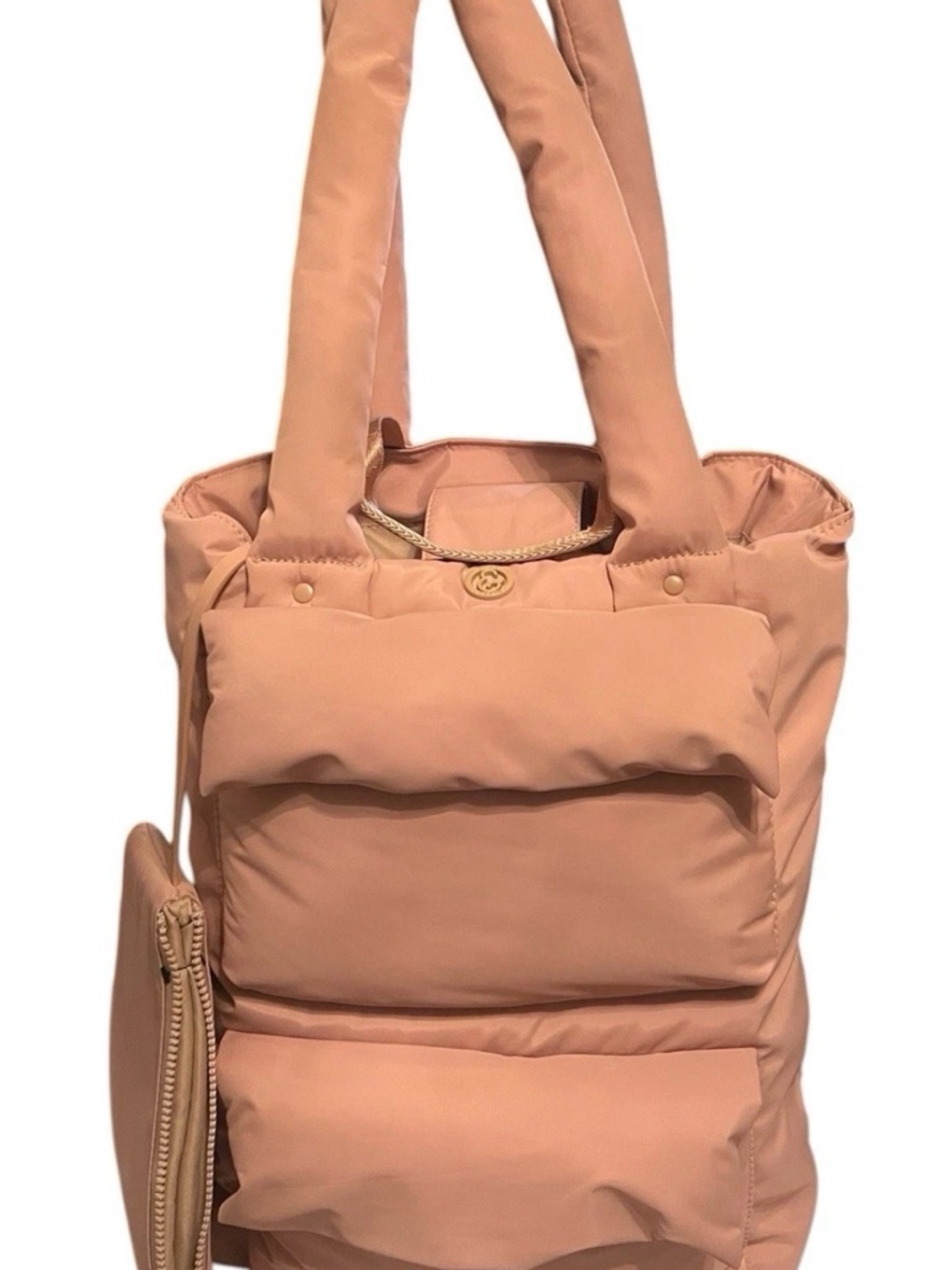 Joan & David Pink Puffer Travel Tote with Pouch